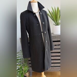 Lands' End Black Wool Blend Coat Size 6 Classic Tailored Jacket EUC
